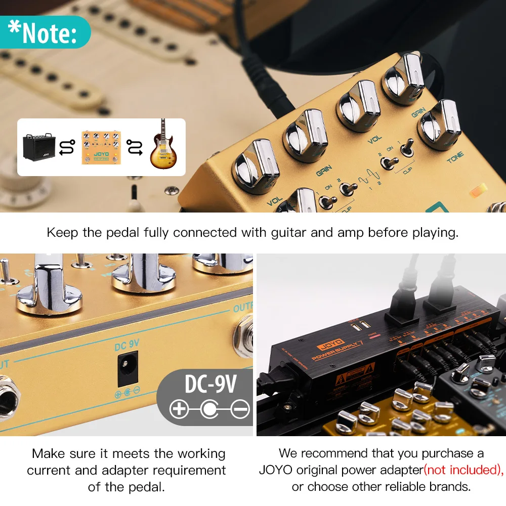 Фото JOYO R-20 Overdrive гитарная педаль двухканальный гитарный эффектор 9 В источник питания с независимой зажимкой аксессуары для гитары №5