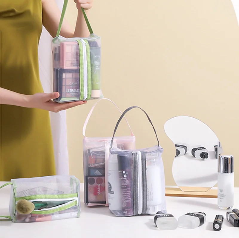 

New Mesh Transparent Cosmetic Bags Small Large Clear Black Makeup Bag Portable Travel Toiletry Organizer Lipstick Storage Pouch