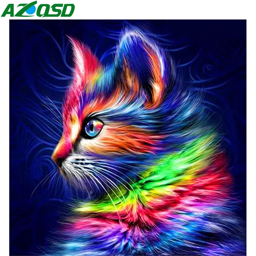 

AZQSD Алмазная вышивка, распродажа, кошка, полный квадрат/круглая картина, стразы, алмазная картина, животное, вышивка крестом, домашний декор