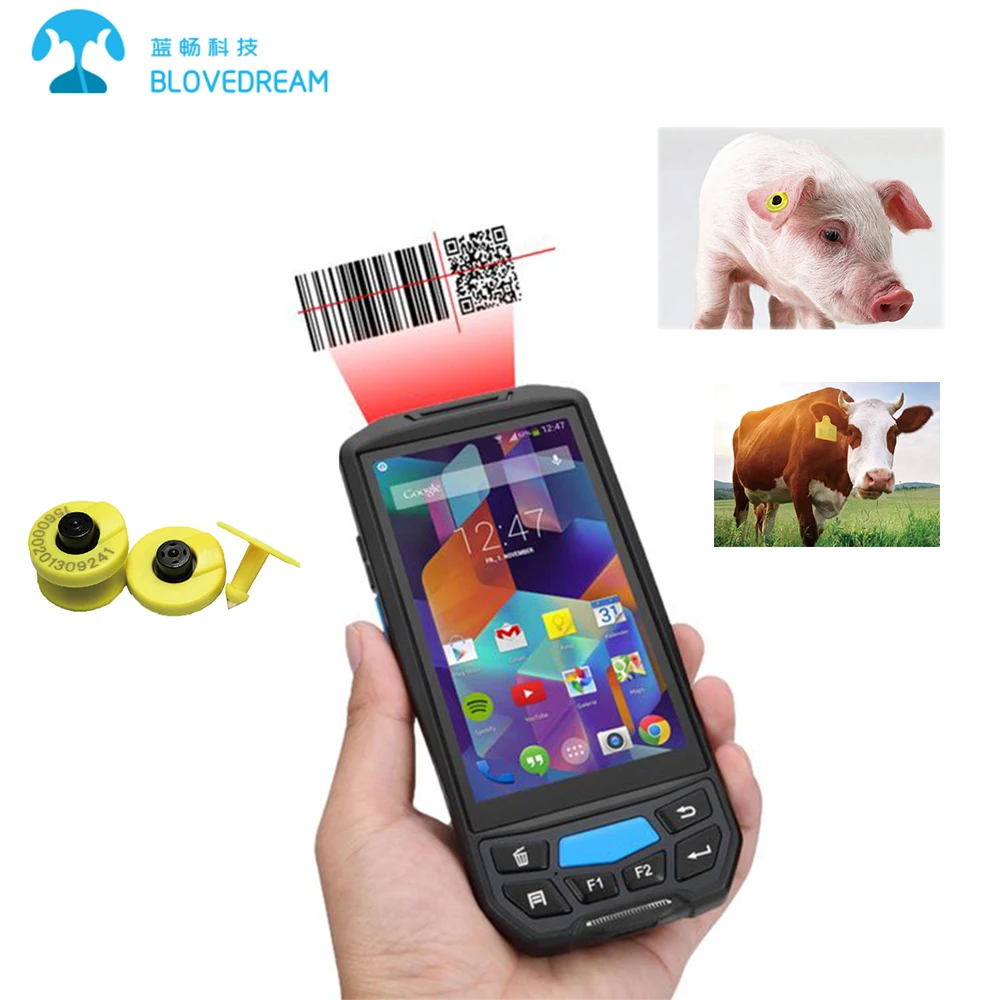 Фото Сканер штрих-кодов BloveDream 1D 2D QR и RFID (LF 134.2 кГц) для Android, портативный считыватель для ушных бирок крупного рогатого скота, домашних животных, овец, коз, свиней №1