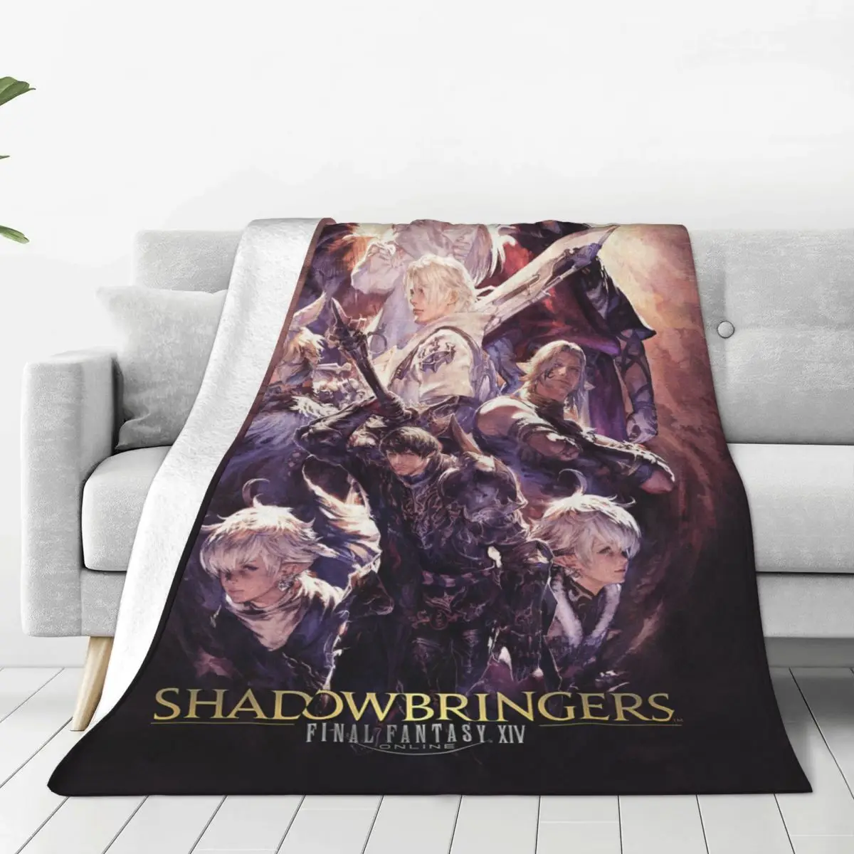 

Final Fantasy Blanket Velvet Print Game Shadowbringers Multi-function Soft Throw Blanket for Bedding Office Plush Thin Quilt