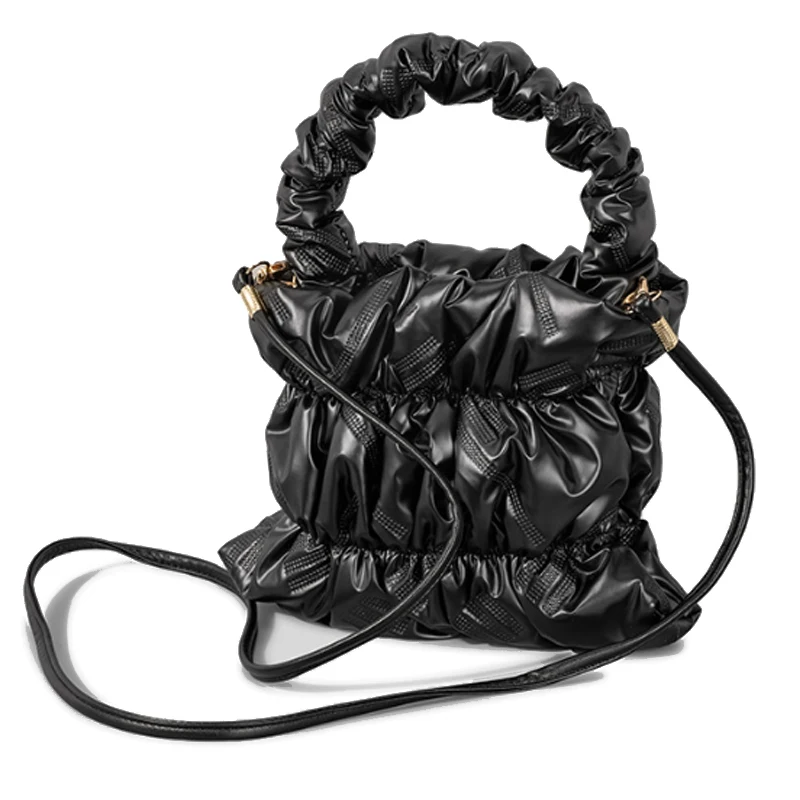 

Дизайнерская плиссированная Сумка-тоут с подкладкой на пуху для женщин, легкая портативная Женская сумочка, простая маленькая сумочка для телефона