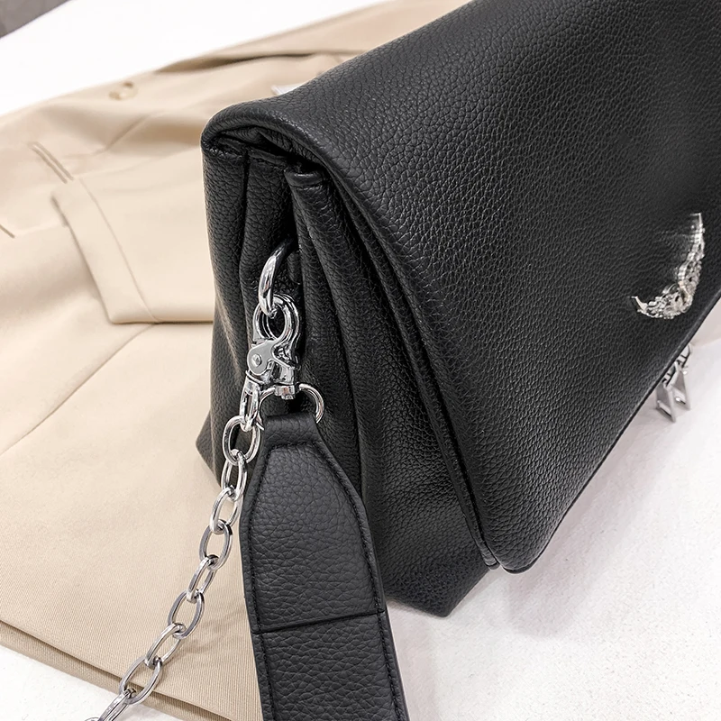 new bag for womens shoulder bags woman leather personality wings decorated chain messenger bag womens bag fashionable purses free global shipping