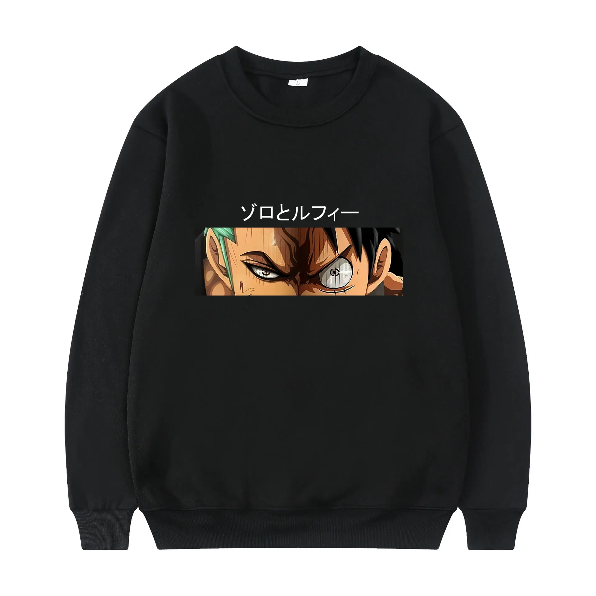 

Anime One Piece Roronoa Zoro Luffy Eyes 2021 Winter Long Sleeve Loose Unisex Crewneck Sweatshirt Classic Harajuku Manga Print