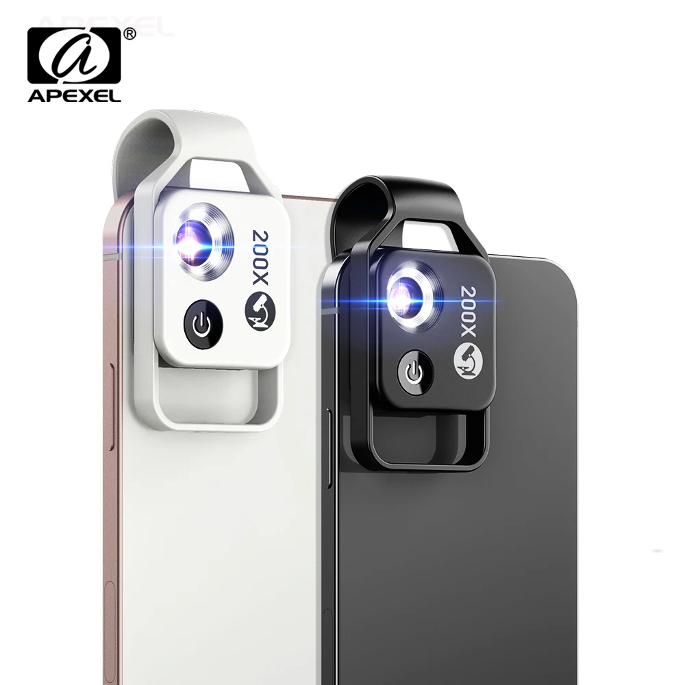 

APEXEL Phone Microscope Lens, 200X Pocket Microscope with with CPL mobile LED Light Compatible with iPhone/Andriod Phone