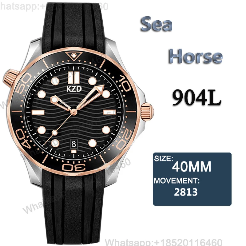 

Men Automatic Mechanical Watch 42mm Seamaster 210 Copy Clone Luminous Watch Rubber Band Watch Waterproof watches for men