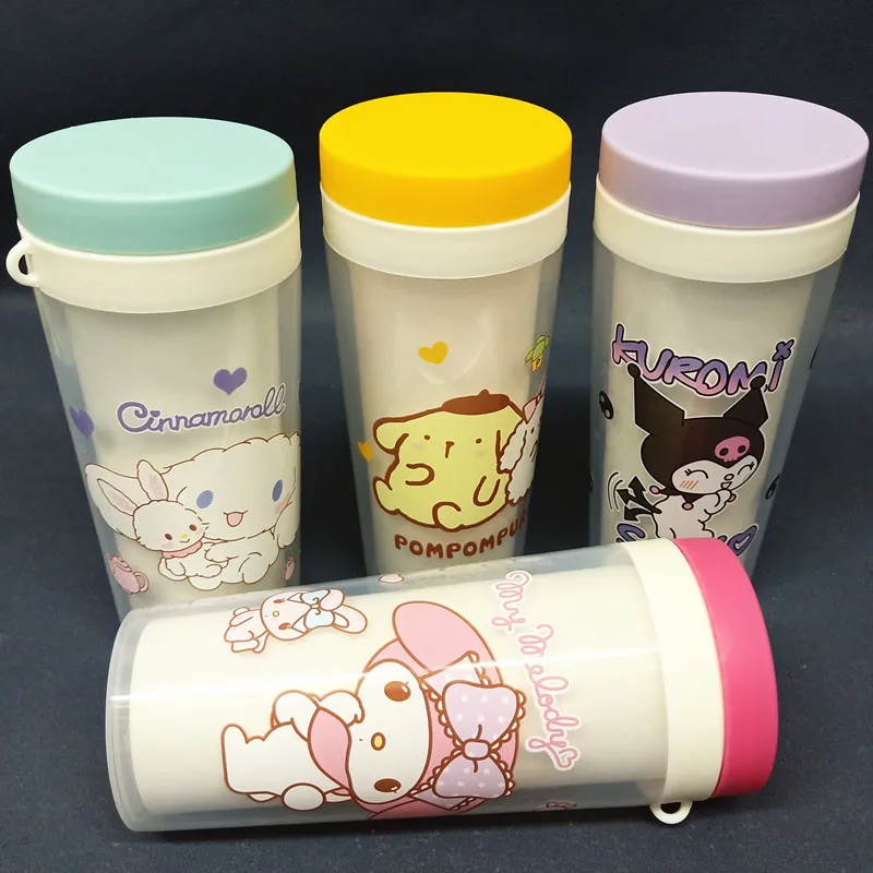 

300Ml Sanrio Cinnamoroll Kuromi Children Portable Water Cup Plastic Cup Cartoon Simple Sports Double-Deck Water Bottle Girl Gift