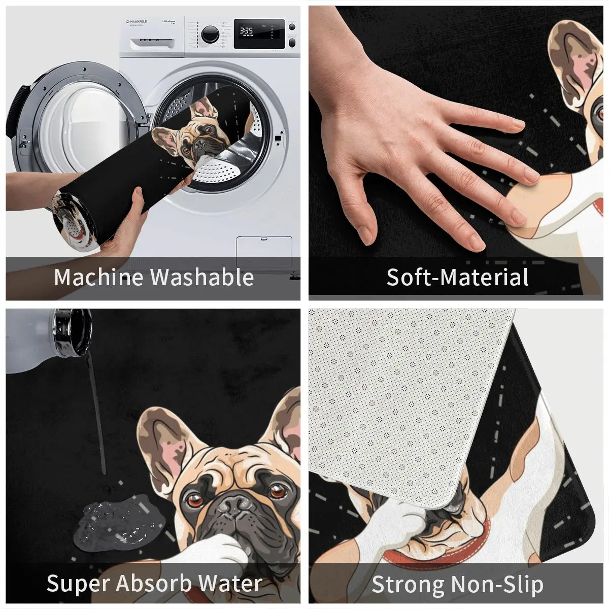 Танец Dabbing французский бульдог искусственный коврик для ног Коврик ванны