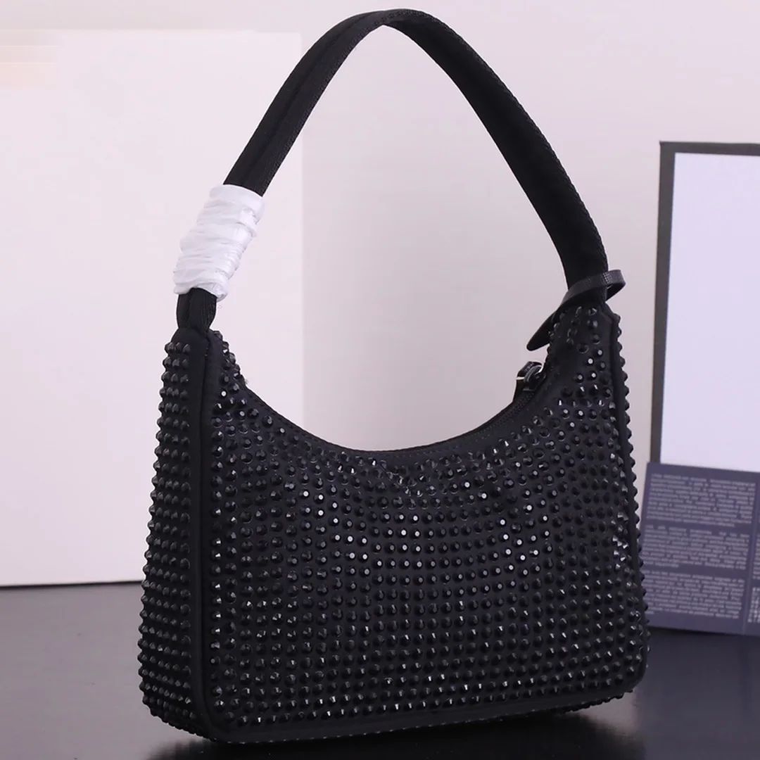 

AAAAA+ Top Quality Crystal Rhinestone Hobos for Women Diamonds Shoulder Bags Purse Ladies Shining Underarm Travel Bag 2022