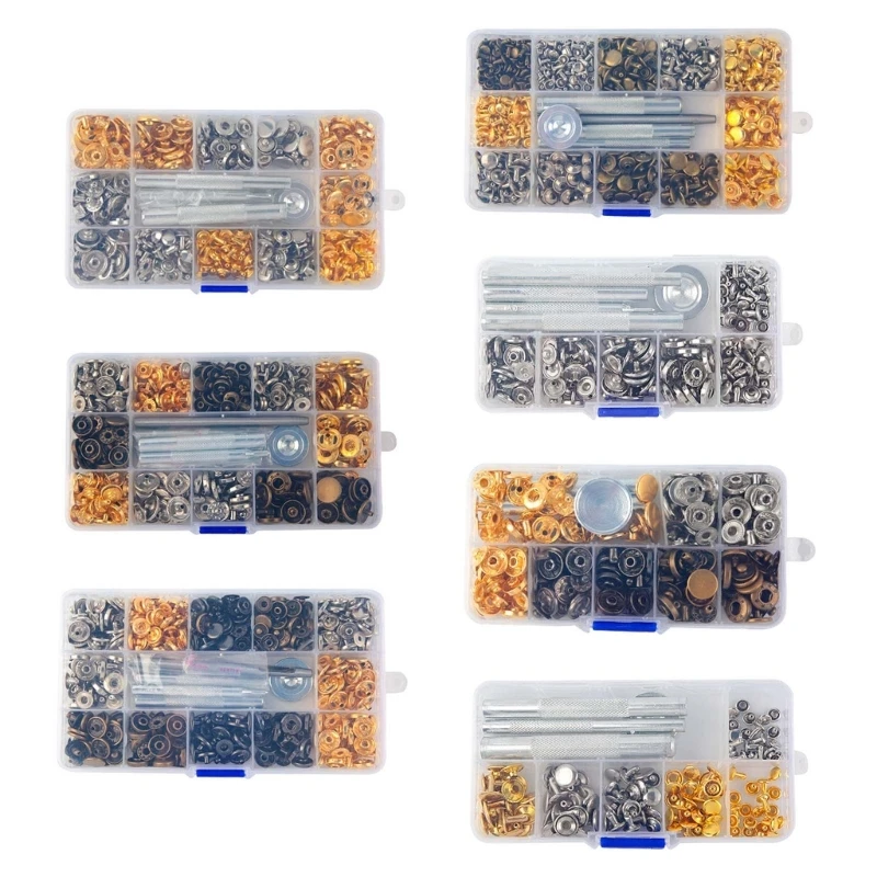 Leathers Snap Fasteners Kits Metal Button Snaps Press Studs Sew-on Snap Fasteners for Leathers DIY Craft, Jackets, Jeans