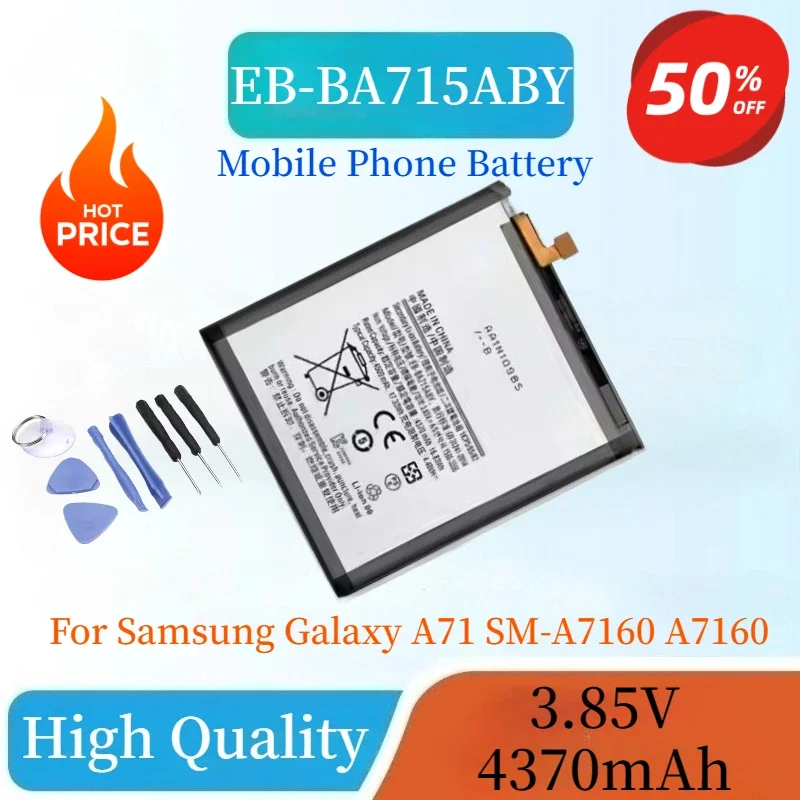 Фото Новый аккумулятор для мобильного телефона EB-BA715ABY, 3,85 В, 4370 мАч, для Samsung Galaxy A71 SM-A7160 A7160, сменный аккумулятор + бесплатные инструменты №1