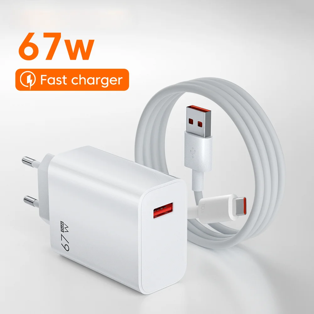 

67W USB Charger Quick Charge 3.0 Fast Charge Power Adapter Type C Cable for iPhone Samsung Xiaomi Huawei USB Phone Chargeur