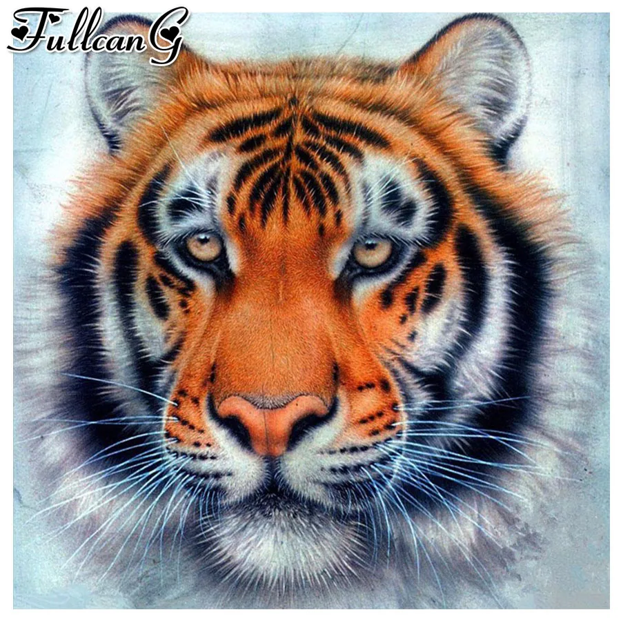 

FULLCANG mosaic tiger head diamond painting cross stitch kits 5d diy rhinestone embroidery wild animal picture home decor FG1439