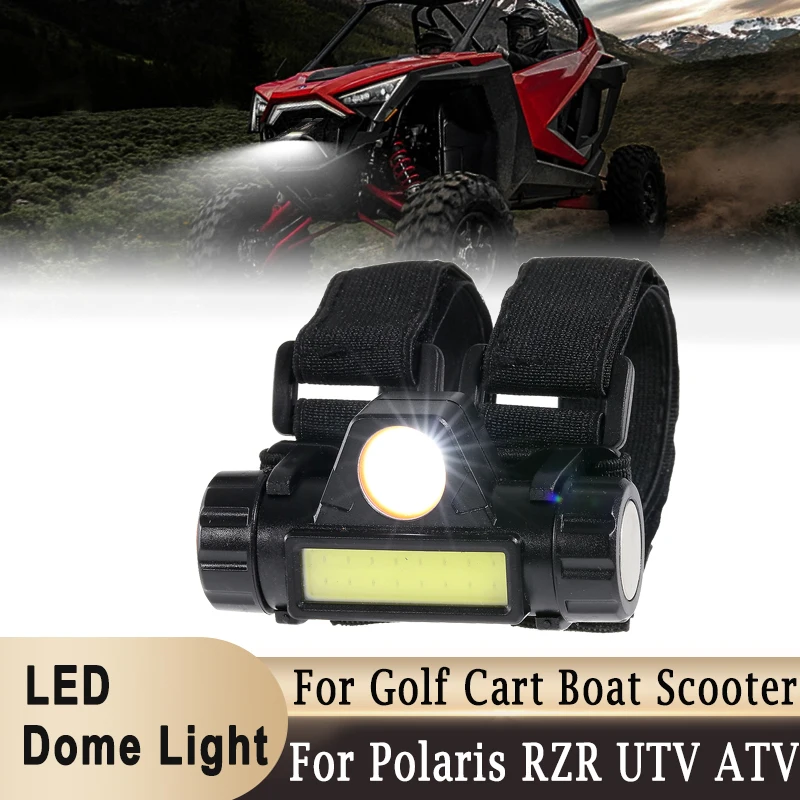 Universal LED Dome Light for UTV ATV 1.25-2.0 inch Roll Bar for Polaris RZR Golf Cart Boat Kick Scooter Roof Work Lights