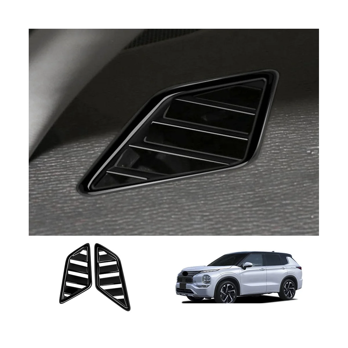 

For Mitsubishi Outlander 2022 2023 Bright Black Front Dashboard Air Vent Trim Cover Frame Sticker Car Styling RHD