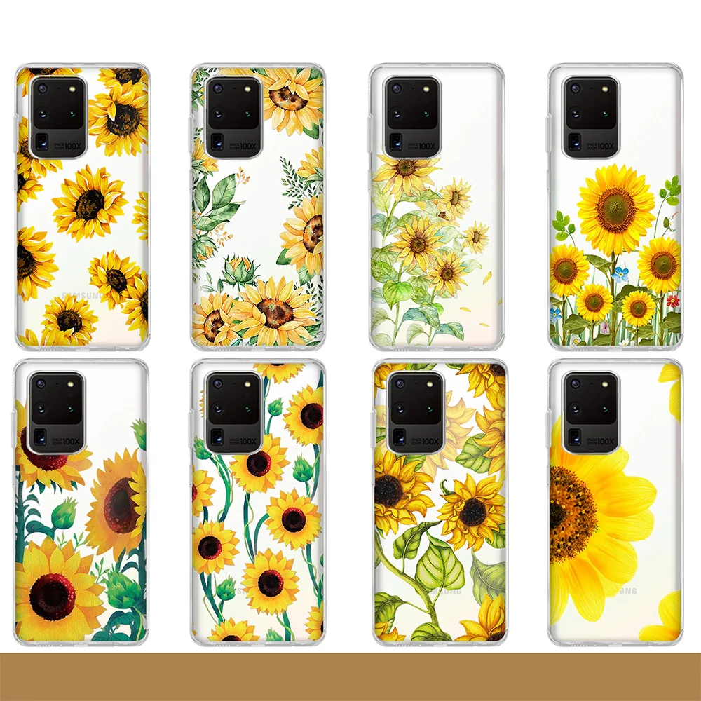 

Sunflower Case for Samsung Galaxy Note 20 Ultra 10 Lite 9 8 Flower Soft TPU Cover for Samsung S22 S21 S20 FE S10 S9 S8 Plus S10e