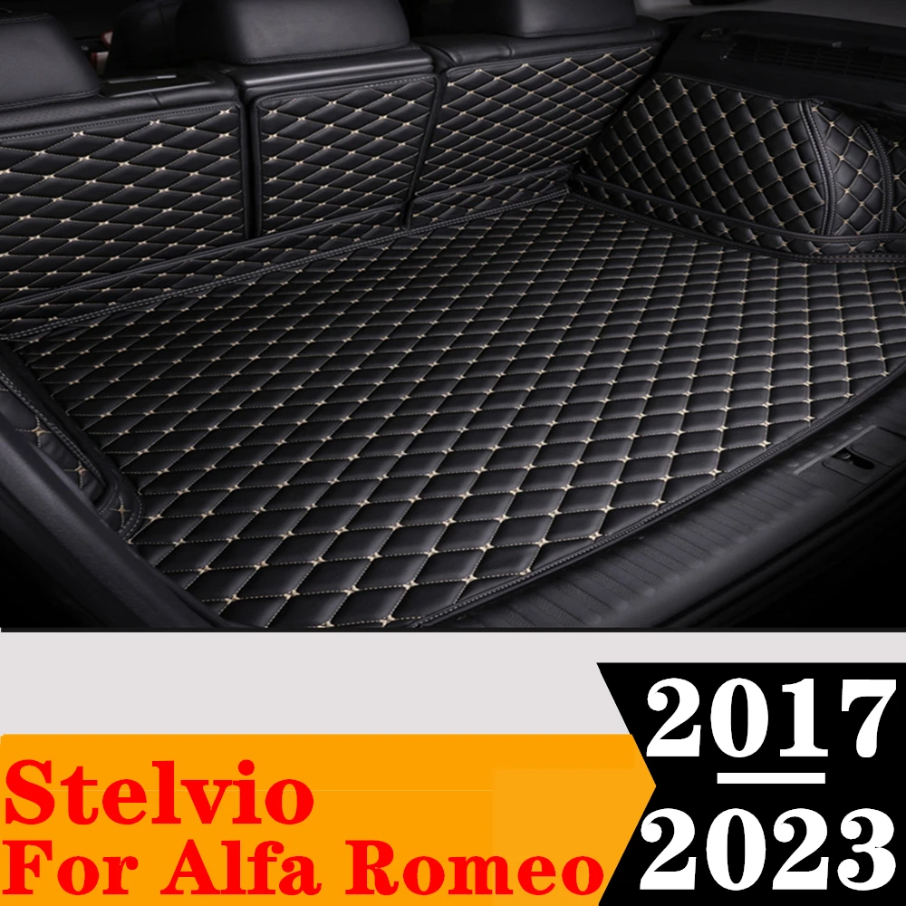 

Sinjayer Waterproof Highly Covered Car Trunk Mat Tail Boot Pad Carpet High Side Rear Cargo Liner For Alfa Romeo Stelvio 2017-23
