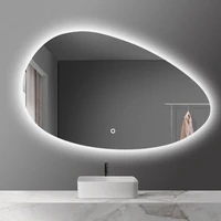 large shower irregular mirror lighting touch shaving modern bright cosmetic mirror fogless toilet espejo redondo wall mirror