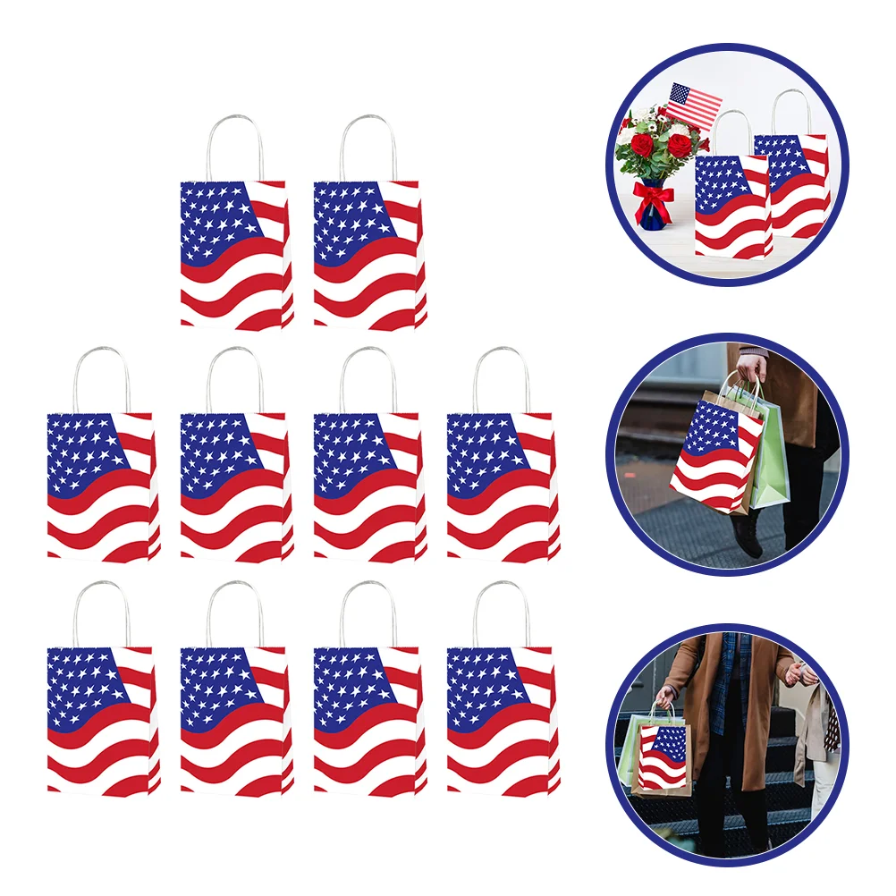

10 Pcs Veterans Day Gifts Bags Paper Gift Bags Patriotic Favor Bags 4th Of July Candy Bags Fourth Of July Goodie Bags