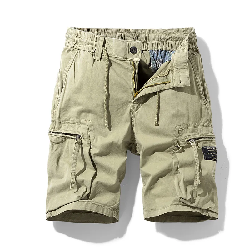 

2023 Summer Men Clothing Cargo Shorts Casual Cotton Relaxed Fit Breeches Solid Color Short Male Fashion Beach Sweatpants