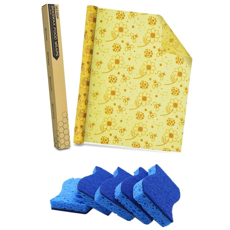 

Многоразовая хлопковая щетка для мытья посуды, целлюлозный скраб с пчелиным воском в рулоне, 12 упаковок