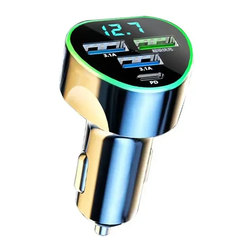 Автомобильное зарядное устройство UYUXIO USB C, сверхбыстрая зарядка в автомобиле со светодиодным дисплеем напряжения для iPhone Samsung Huawei Oneplus Android Phone