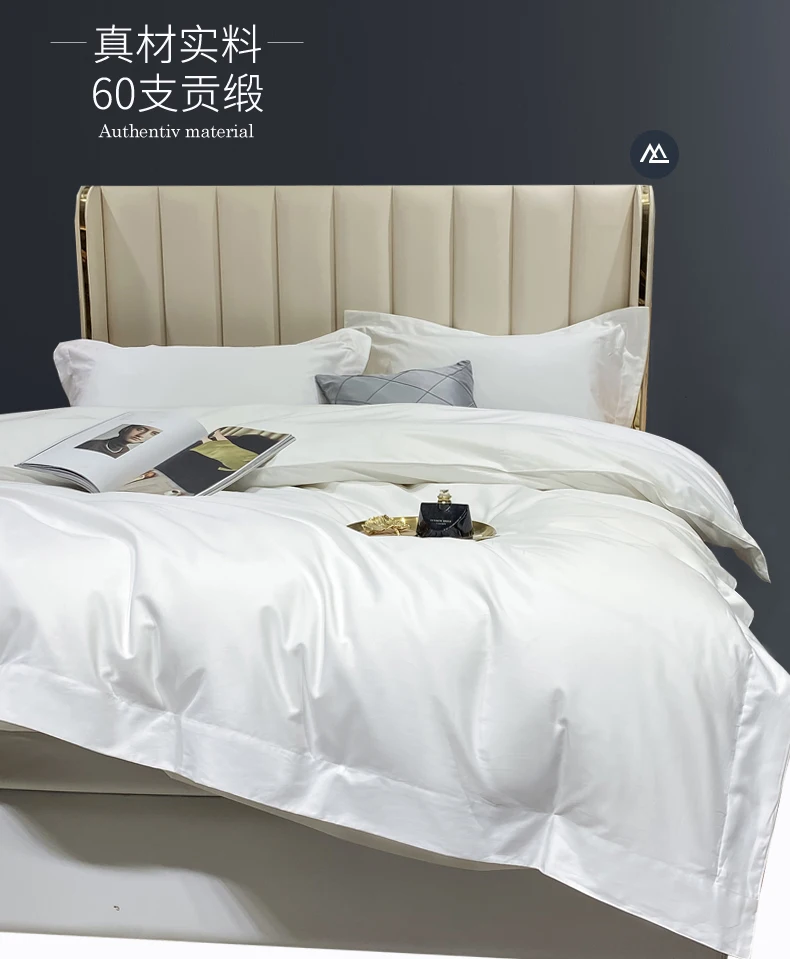 100% Cotton White Sateen Luxury Bedding Set Comfortable for Home Good Materila Hotel Quilt Cover Pillow Cove Bed Sheets |