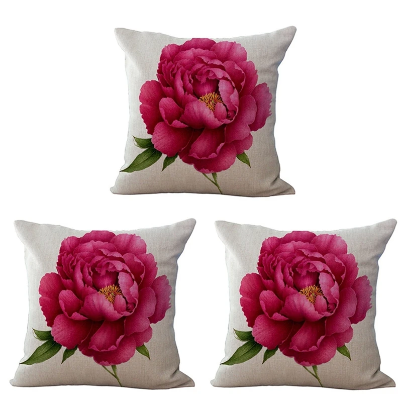 

AFBC 3X Vintage Floral/Flower Flax Decorative Throw Pillow Case Cushion Cover Home Sofa Decorative Rose