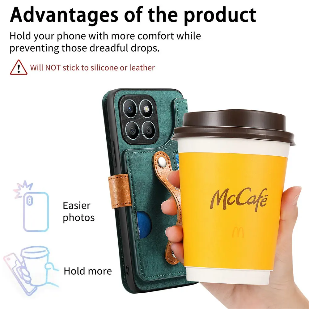 Honor X7C 4G 5G Leather Flip Case Wristband Holder RFID Card Funda HonorX7 C X7 ALT-NX1 ALT-LX2 LX1 Book Cover