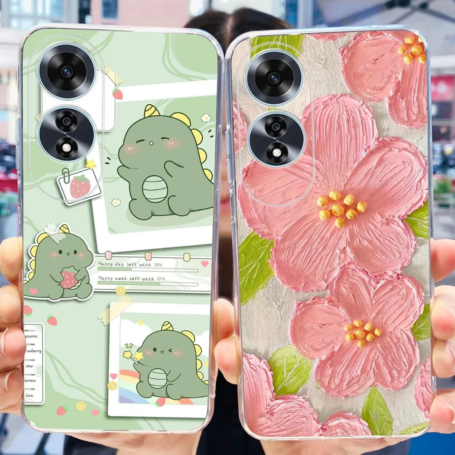 Милый чехол с рисунком для Oppo A60 CPH2631 прозрачный силиконовый мягкий из