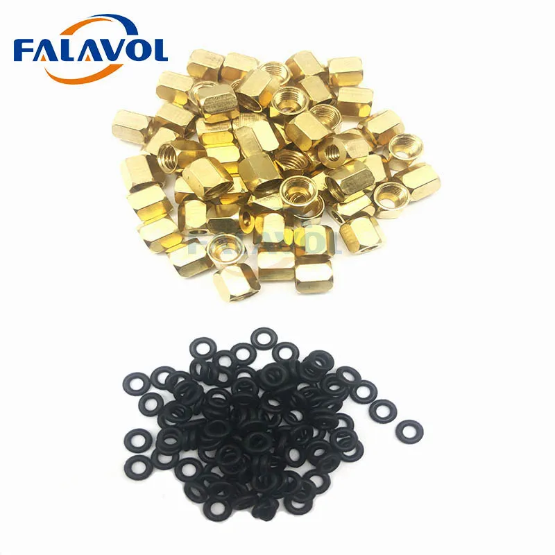 

FALAVOL 10PCS ink damper copper nut with rubber ring for DX4 DX5 xp600 printhead Plotter Printer ink tube connector dumper