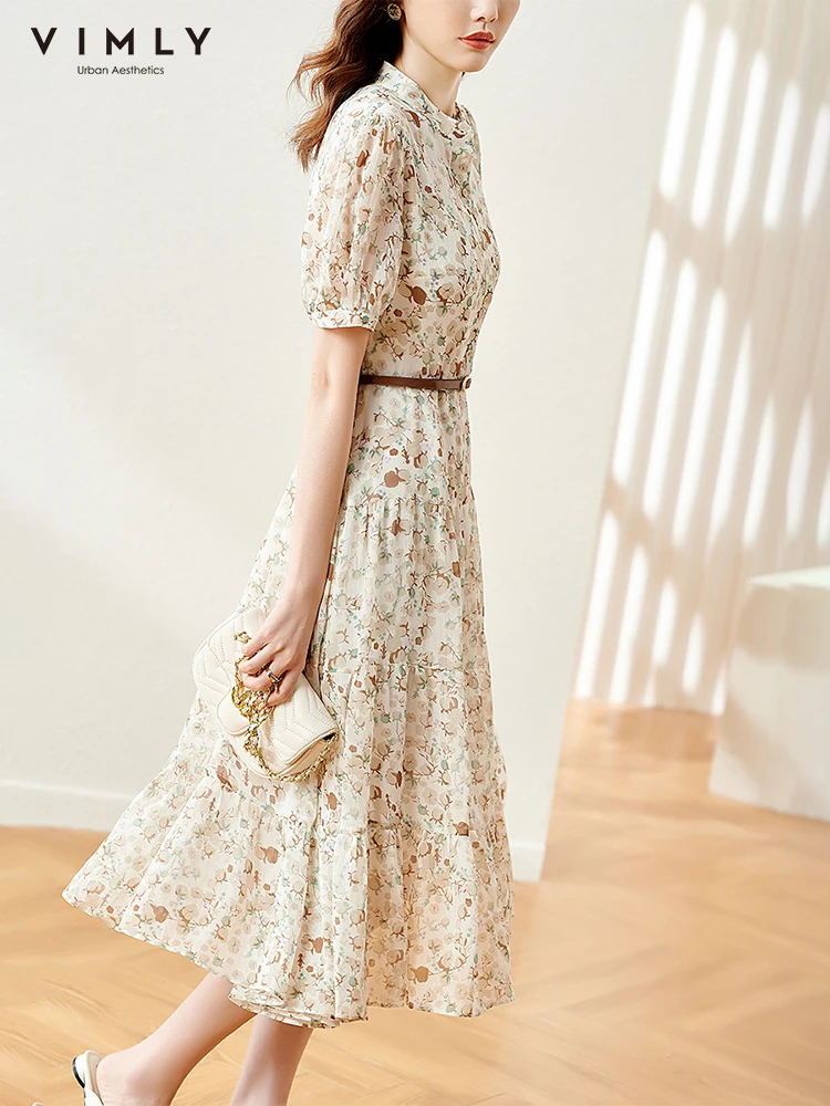 Летние женские платья VIMLY элегантные цветочные офисное женское длинное