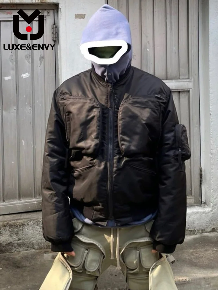

Роскошная и ENVY нишевая Мужская свободная куртка на молнии с несколькими карманами, однотонная верхняя одежда, пальто для осени и зимы, новинка 2023