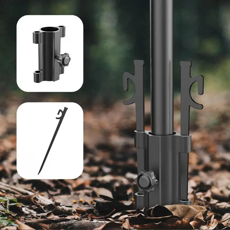 Camping Tent Rod Holder Metal Tent Rod Fixed Tube Awning Rod Holder Tarp Poles Fixator For Picnic Fishing Backpacking BBQ