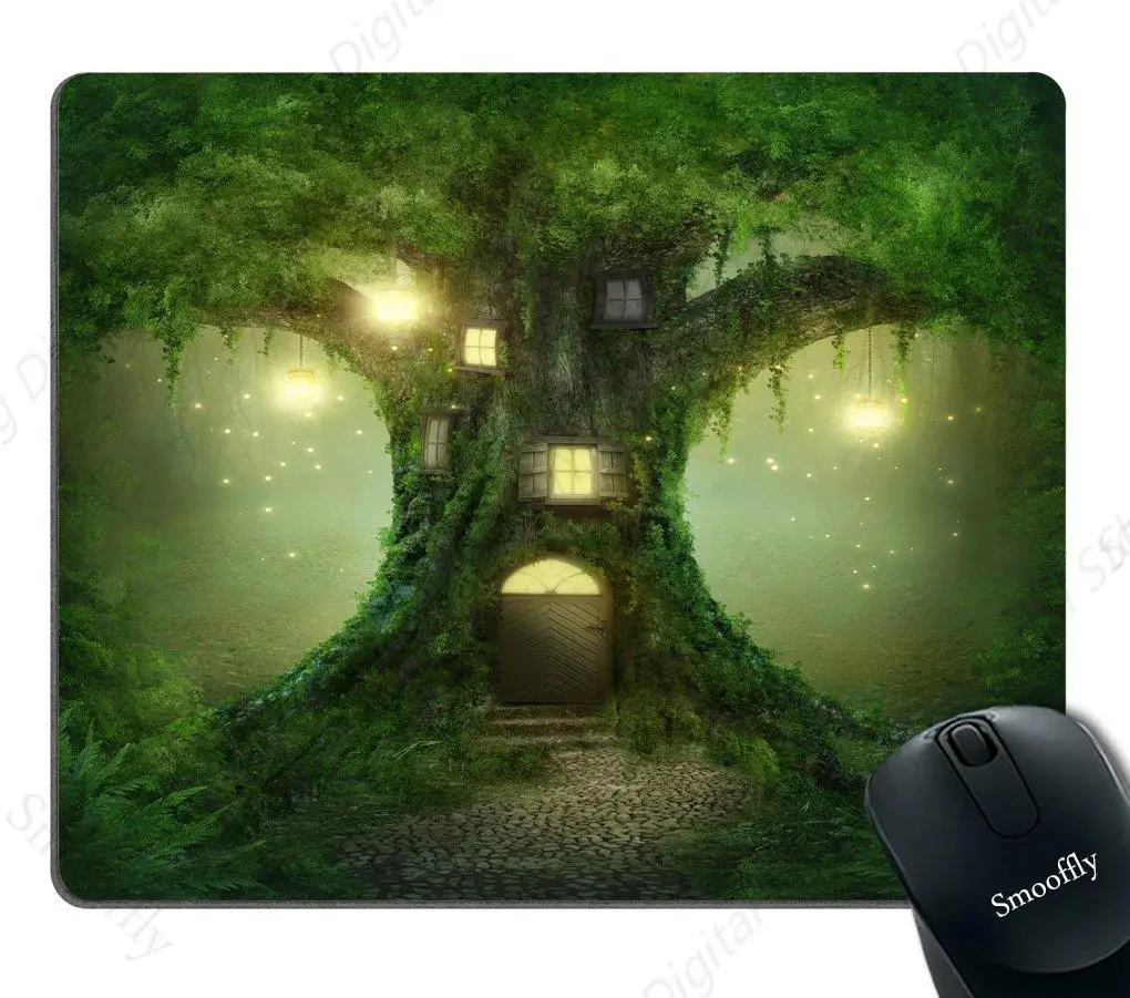 Персонализированный игровой коврик для мыши Dreamy Tree House с принтом подходит