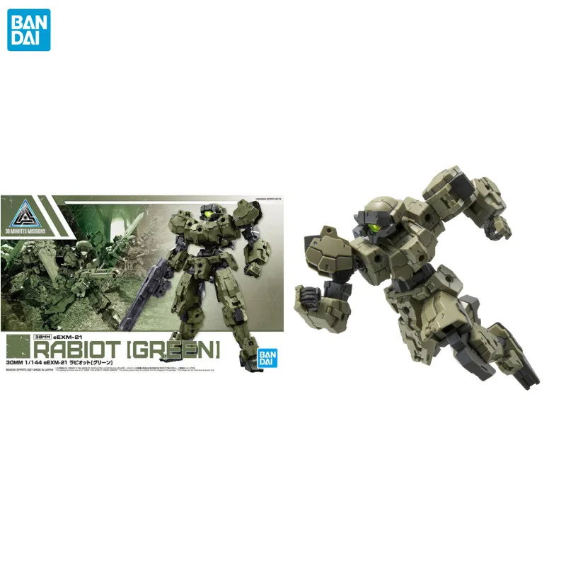 

Bandai Anime Figure 30MM 1/144 MINUTES MISSIONS eEXM-21 RABIOT GREEN Anime Action Figure Model Kit Toys for Children