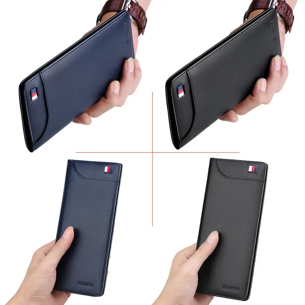 Brand Luxury Men Wallet Long Leather Wallet Business Slim Clutch Bag Genuine Leather Mens Wallet Leather Clutch Bag Men