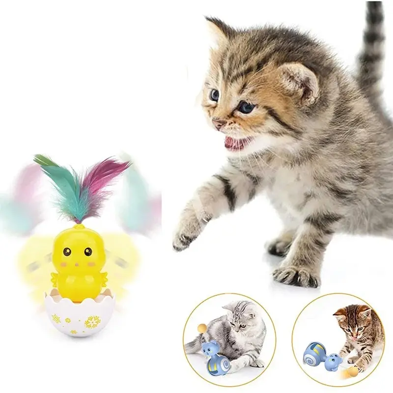 

Cat Interactive Toy Feather Pet Funny Toy Interactive Cats Toys Cat Rolling Teaser Feather Wand Toys Rotating Ball