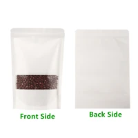 1015cm 100pcs white stand up kraft paper bags zipper sealed with matte clear windowreusable ziplock paper pouch gift tea bag
