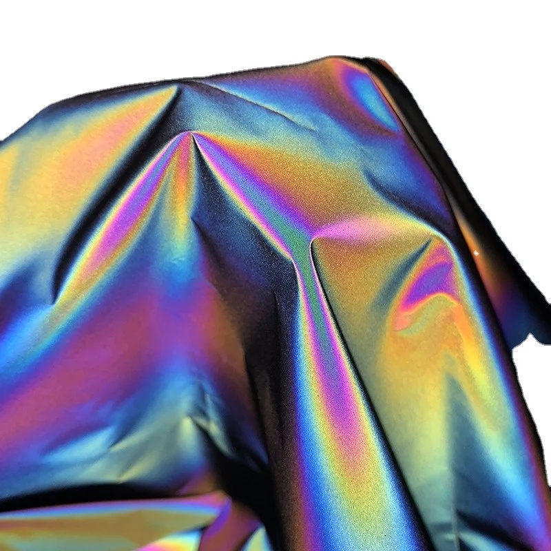 1yard Magic Rainbow Reflective Fabric Iridescence Brilliant Glow in the Dark Reflecting Fabrics for DIY Sewing Clothing