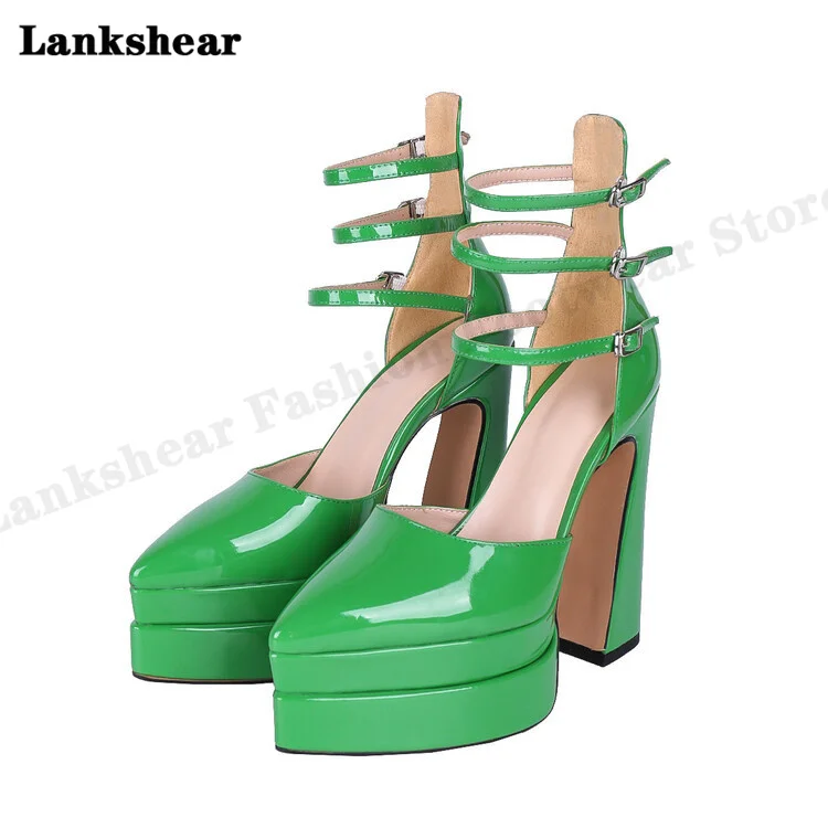 Belt Buckle Hollow Platform Super High Heel Sandals Four Seasons Single Shoes Ladies Slingback Sandals Sexy Party Shoes