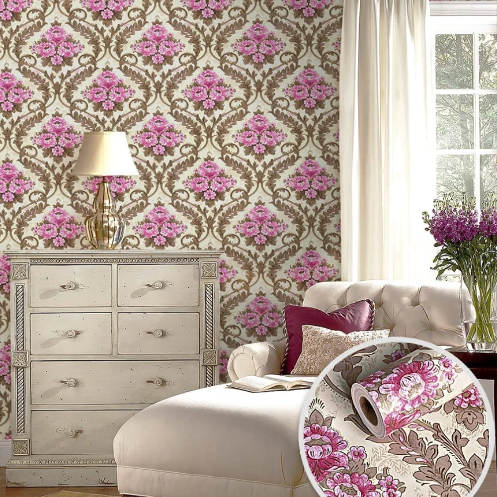 

Damask Peel & Stick Wallpaper Floral Pattern Furniture Home Wall Decor Wallpapers for Living Room Carta Da Parati Bedroom