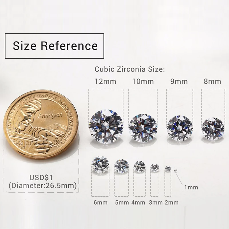 1000pcs/bag AAAAA Grade White 0.7~7.5mm Loose Zircon Stone Brilliant Round Cut Cubic Zirconia Stones For Jewelry Making DIY - купить по