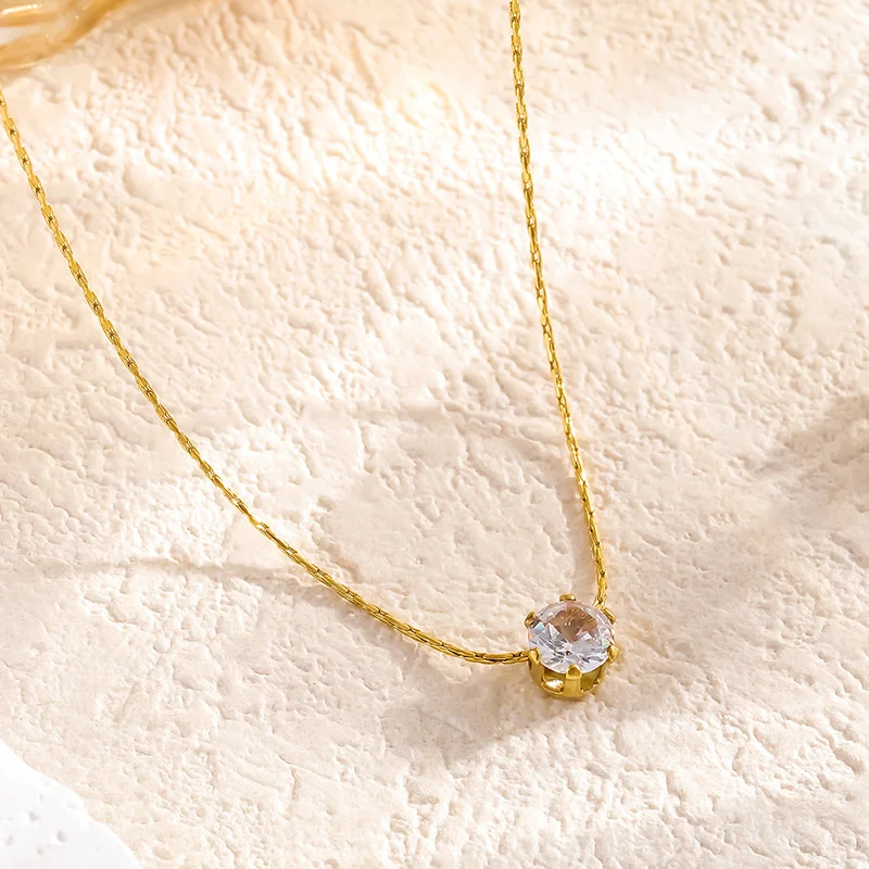 316L Легкое роскошное нишевое ожерелье с подвеской из циркона цветные простые