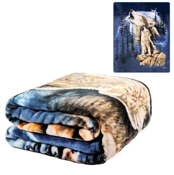 

Plush Throw Blanket - Harmony of Wolves - QUEEN BED 79\"x 95\" - Faux Fur Blanket For Beds, Sofa, Couch, Picnic, Camping