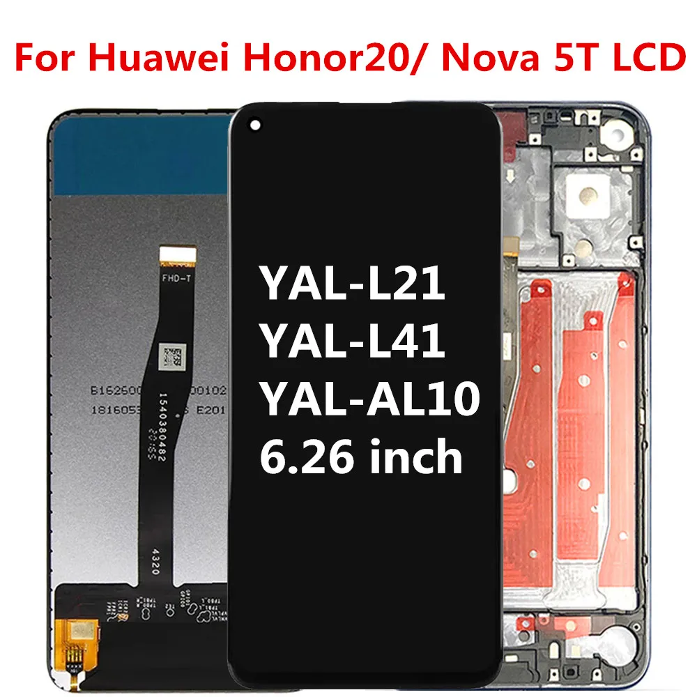 

6.26 inch For Honor20 LCD For Huawei Honor 20 LCD Display Touch Screen Digitizer Assembly Screen on For Nova 5T Nova5T Display