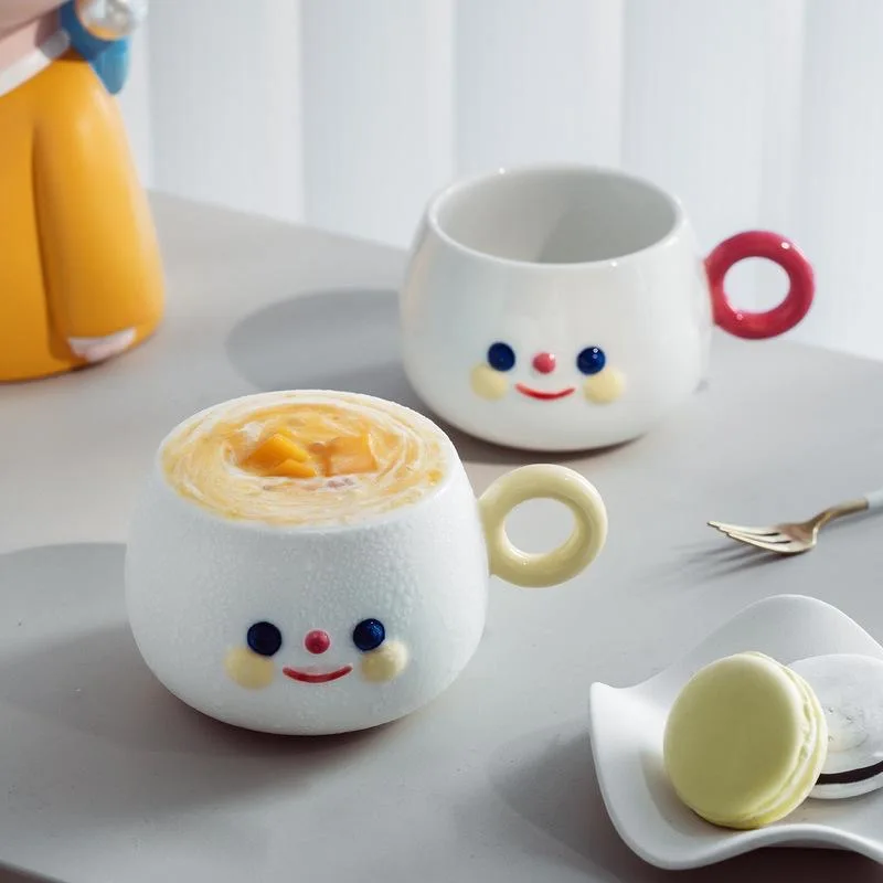 

Creative Cute Ceramic Mug Hand Painted Rainbow Smile Breakfast Milk Tea Coffee Cups Kitchen Office Tableware Drinkware Gift