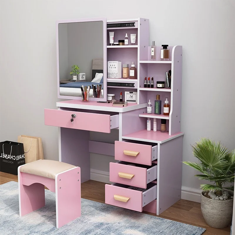 

Make Up Modern Dressing Table Cabinet Dressing Cabinet Apartment White Vanity Light Mirror Dresser Pink Table Home Furniture