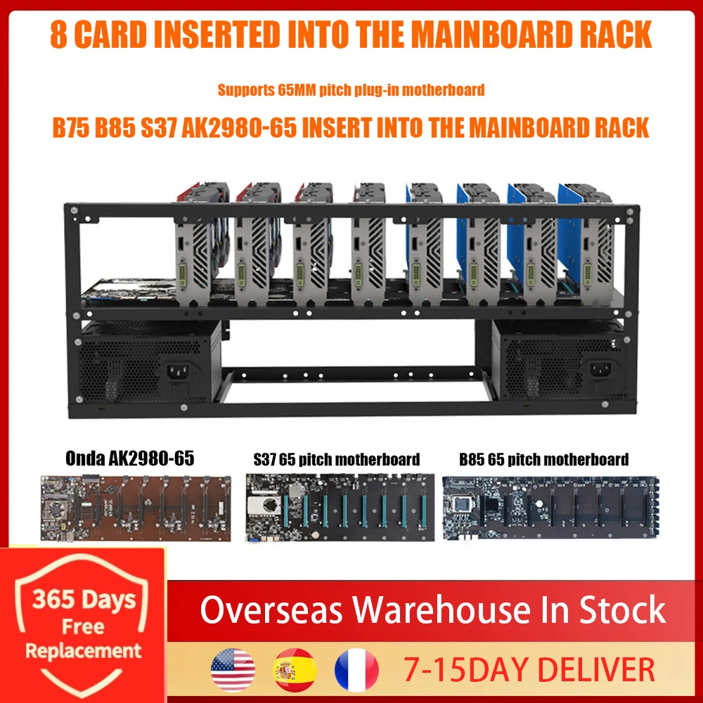 

8GPU Mining Rig Open Type Graphics Card Machine Frame Case For AK2980-D8P-65 S37 B85-65 Pitch Miner Accessories