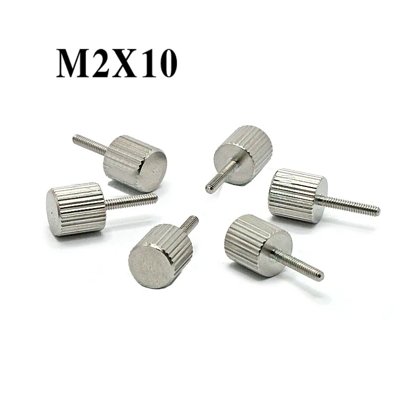 

10Pcs M2*10mm 304 Stainless Steel Thumb Screws Cylindrical Head Straight Pattern Knurling Head Manual Adjustment Machine Screws